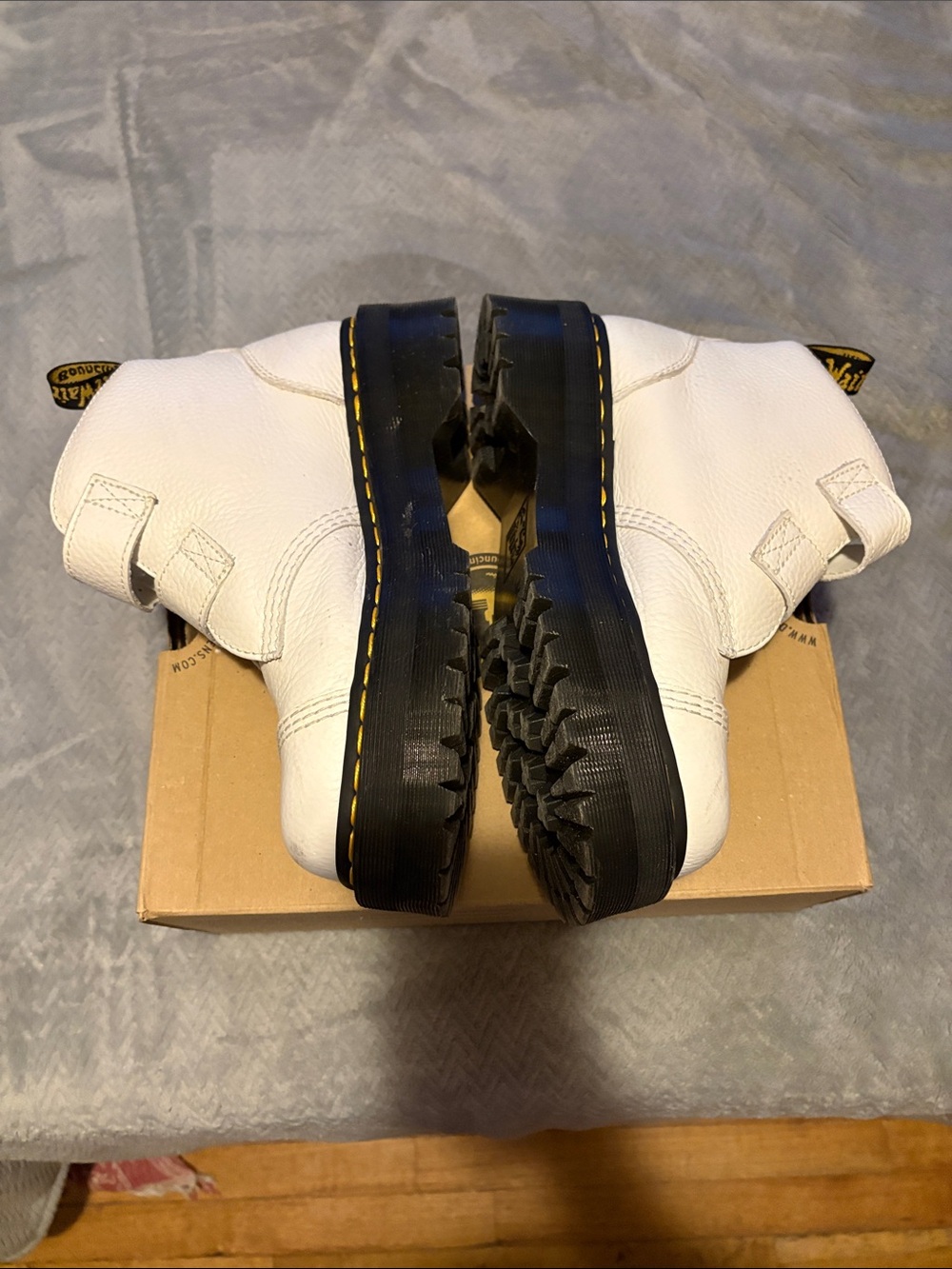 Dr. Martens White Leather - Devon Flower Platform Boot - Picture 6 of 8